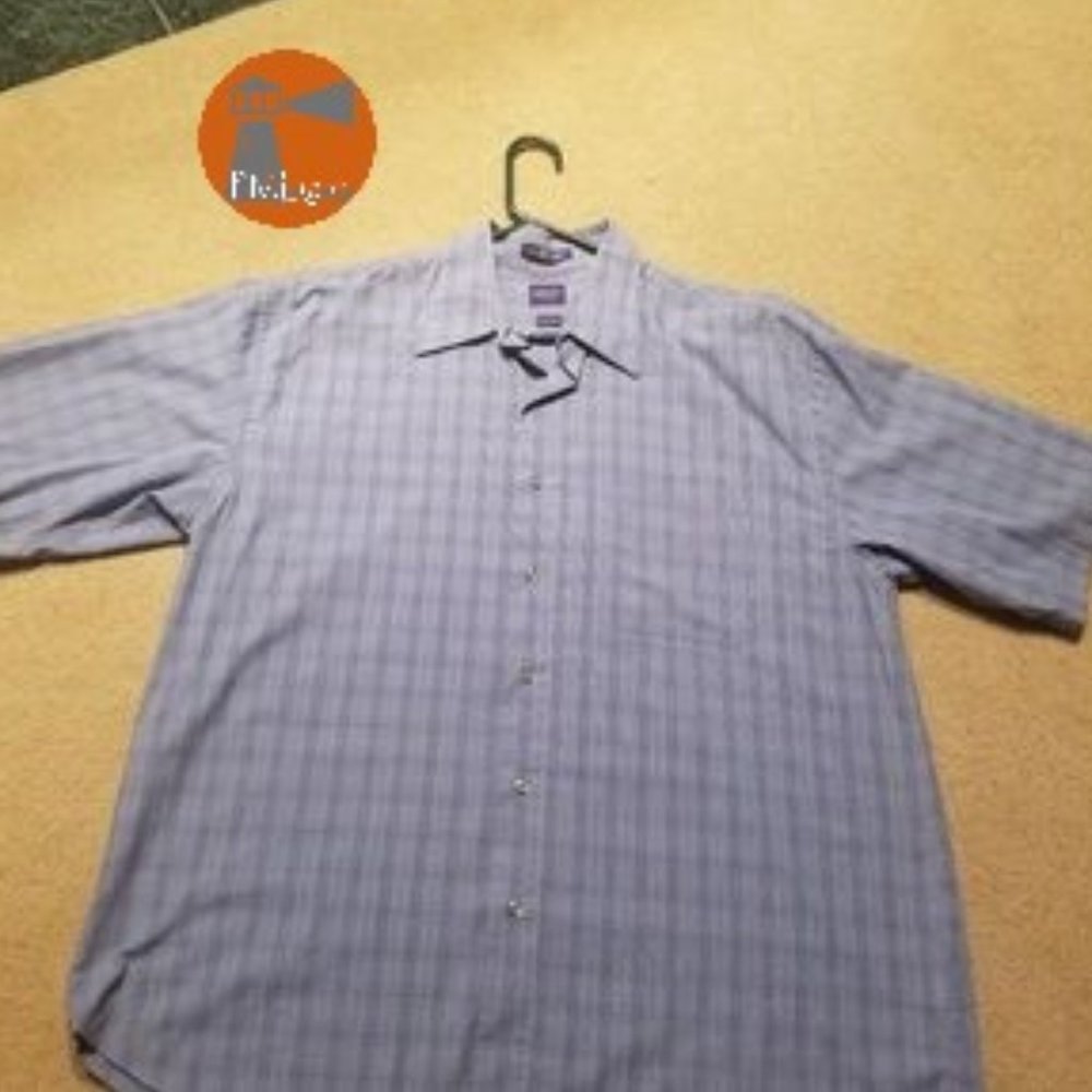 Arrow Dress Shirt Short Sleeve Blue Large Button Up
